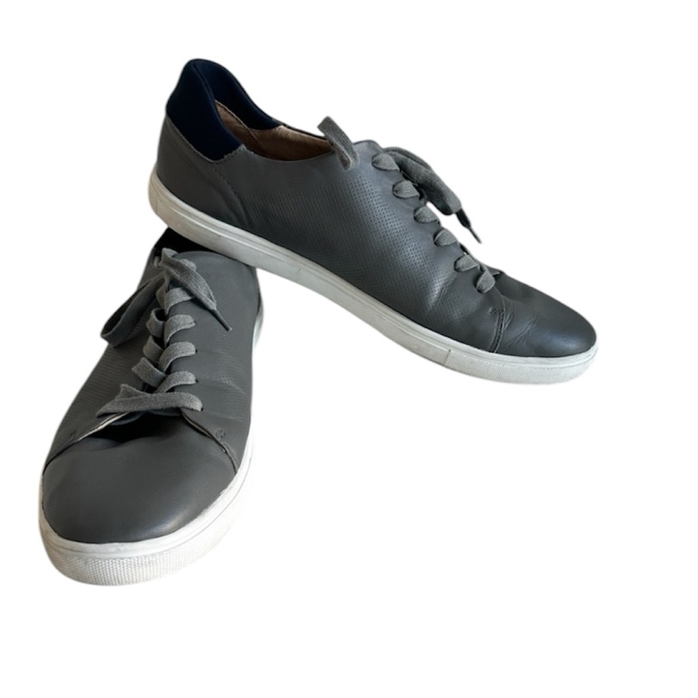 Sam Edelman Tyson men’s fashion sneaker leather and fabric gray navy size 13